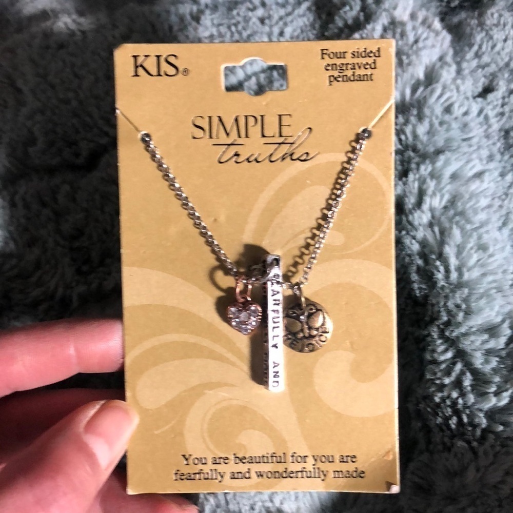 KIS simple truths 4 sided engraved pendant necklace  16 inches​